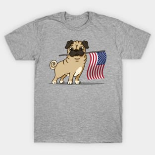 Pug American Flag T-Shirt 4th July Patriotic USA Pug Shirt T-Shirt